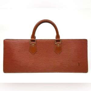 Authentic Louis Vuitton Epi Sac Triangle Handbag, Brown color M52093
